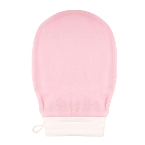 Scrub Exfoliating Gloves for Deep Cleansing & Smooth Skin in soft pink color.