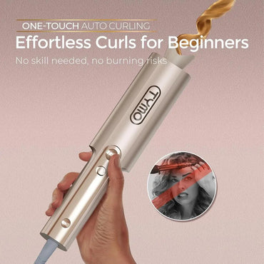 Automatic Rotating Curling Iron for Long Hair with one-touch auto curling feature for effortless curls.