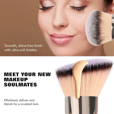 Dual Ended Foundation Brush for Liquid Powder showcasing ultra-soft bristles for flawless makeup application.