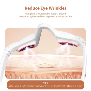 RevitalEyes Under-Eye Red Light Therapy device with EMS for reducing eye wrinkles and enhancing elasticity.