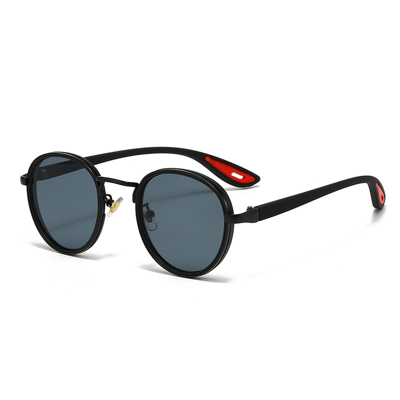 Vintage designer outdoor sunglasses with black frames and blue lenses, perfect for stylish outdoor wear.