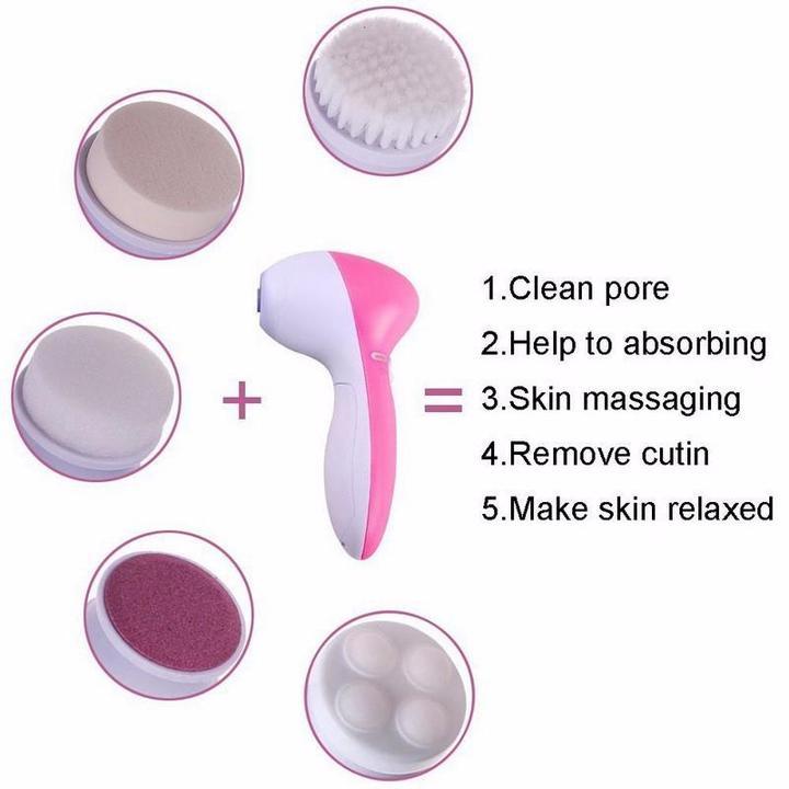 5 in 1 Electric Facial Cleansing Brush Set with multiple facial brush heads for smooth and healthy skin.