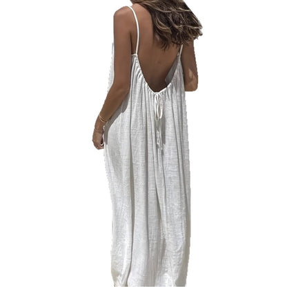 Elegant Backless Maxi Evening Dress showing the elegant back and flowy design, ideal for special occasions.