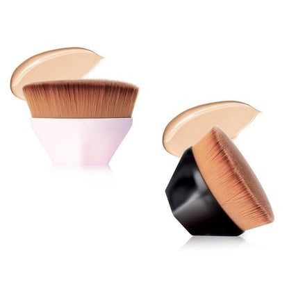 High Density Makeup Foundation Brush with soft bristles and foundation swatches for even makeup application.