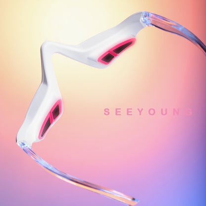 RevitalEyes Under-Eye Red Light Therapy device for tired eyes with soothing warmth and air pressure massage.