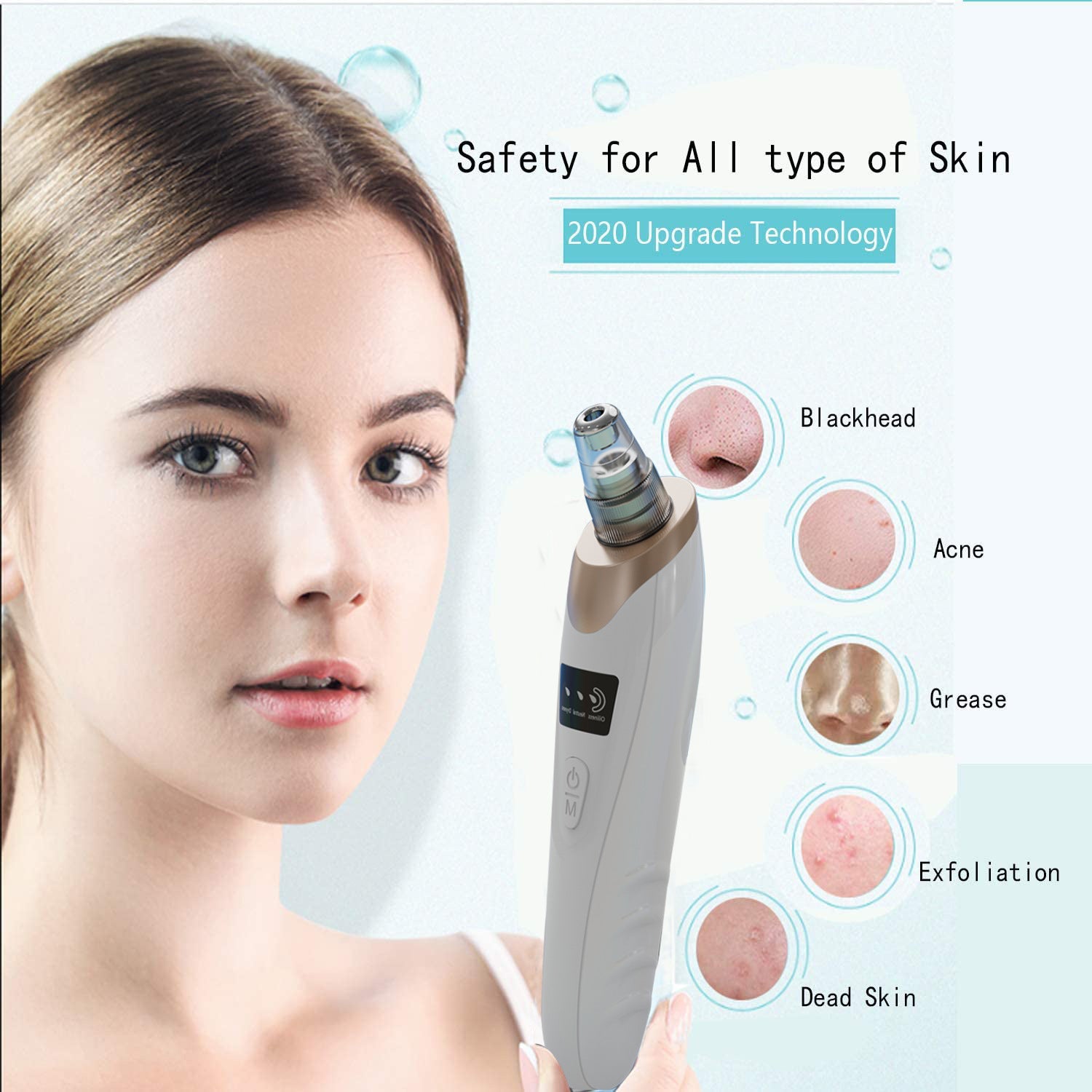 Porify Blackhead Remover for Clear Pores & Smooth Skin showing 2020 upgrade technology for all skin types.