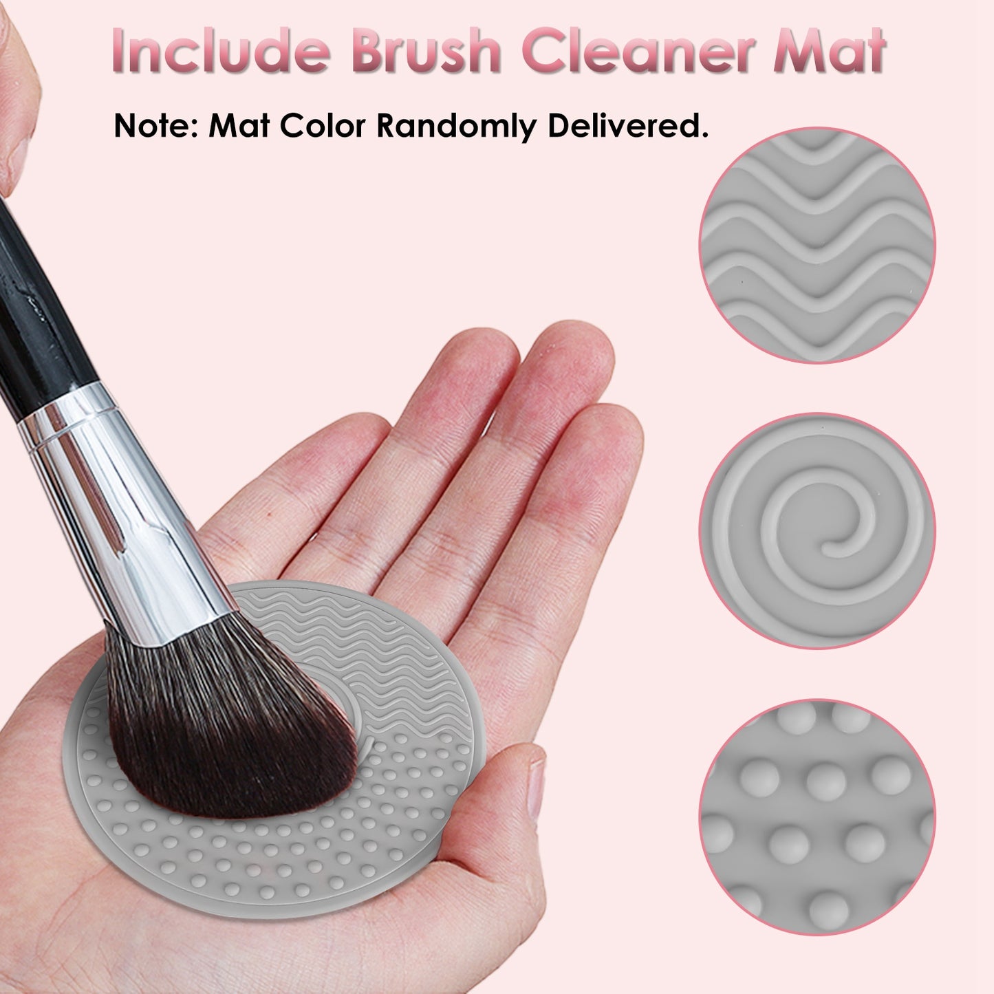 4 In 1 Electric Makeup Brush Cleaner includes a brush cleaner mat with various textures for effective cleaning.