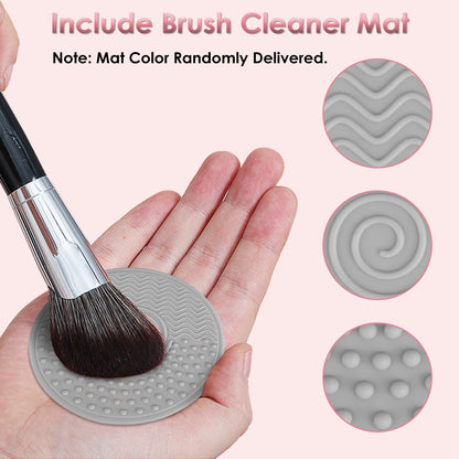 4 In 1 Electric Makeup Brush Cleaner includes a brush cleaner mat with various textures for effective cleaning.