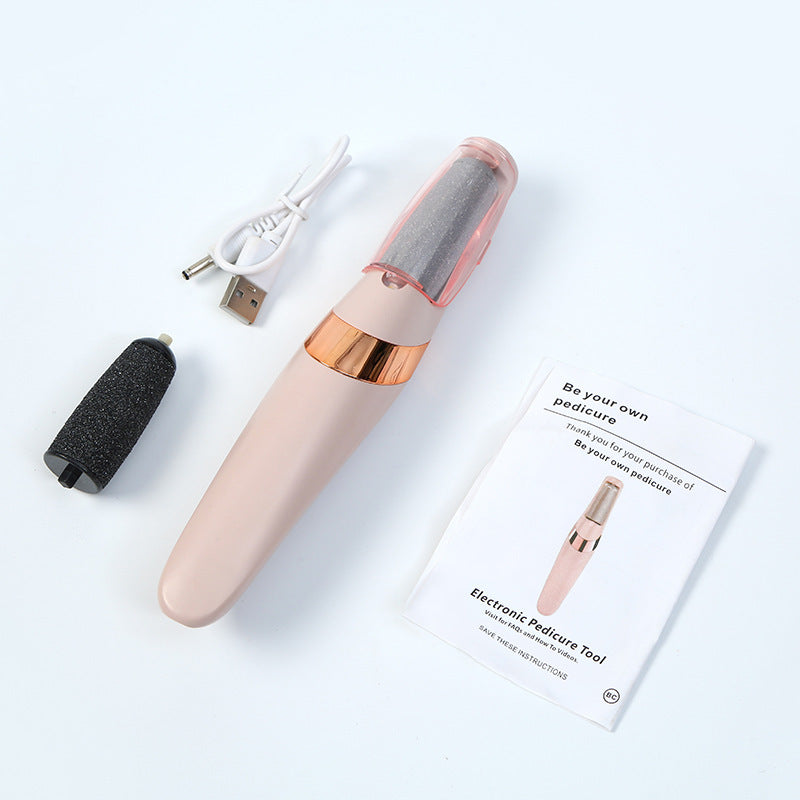 Electric Dead Skin Pedicure Callus Remover for Smooth Feet and accessories including charger and instructions.