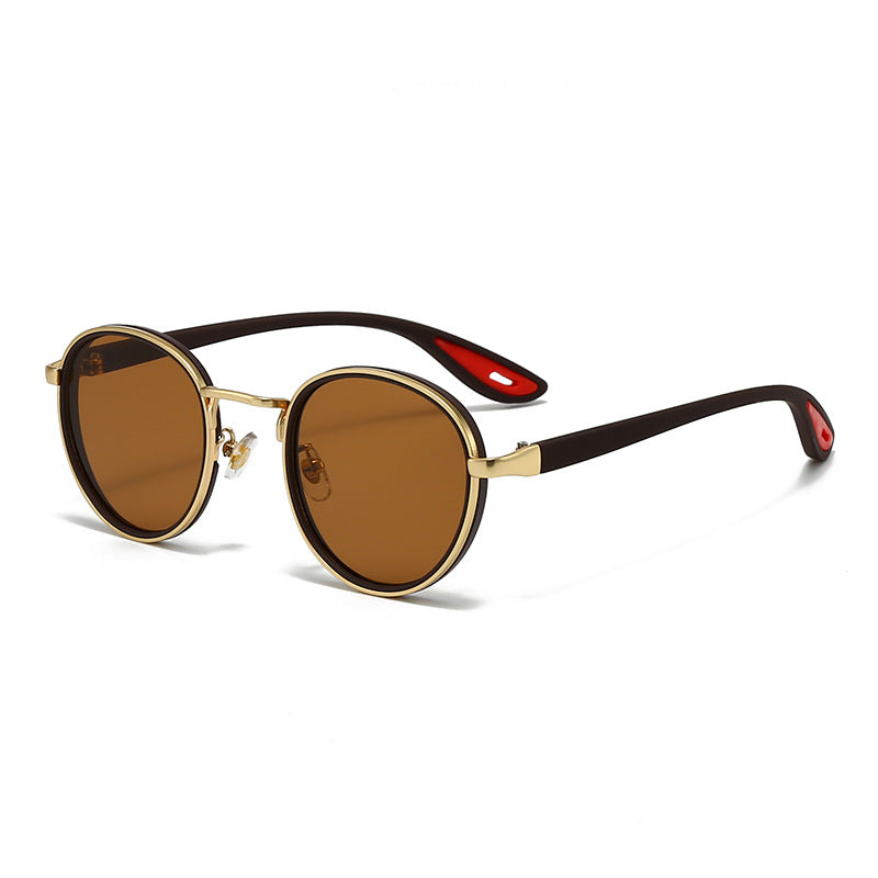 Vintage designer outdoor sunglasses with brown lenses and stylish gold frame, perfect for everyday wear.