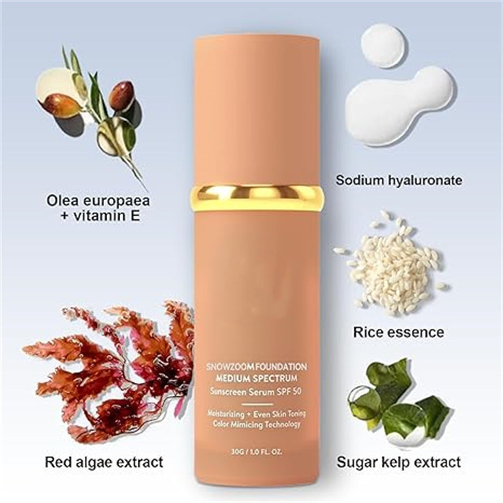 Color Changing 4 in 1 Foundation product image showcasing moisturizing ingredients and sunscreen benefits.
