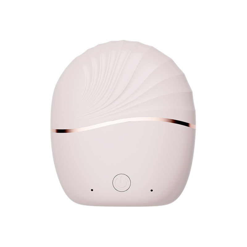 Mini Portable Hair Straightener in a stylish design with shell pattern and rose gold accents.
