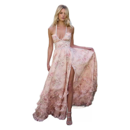 Vera Elegant Dress for Stylish Party & Casual Wear with floral print and high slit design.
