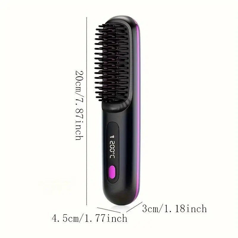 Portable Cordless Hair Straightener USB Rechargeable displayed with measurements for easy reference.