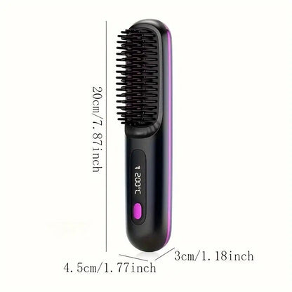 Portable Cordless Hair Straightener USB Rechargeable displayed with measurements for easy reference.