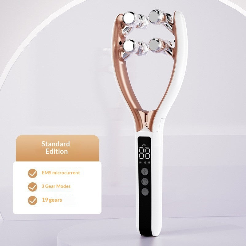 Facial Massager for Face and Neck featuring EMS microcurrent, 3 gear modes, and 19 gears in a sleek design.