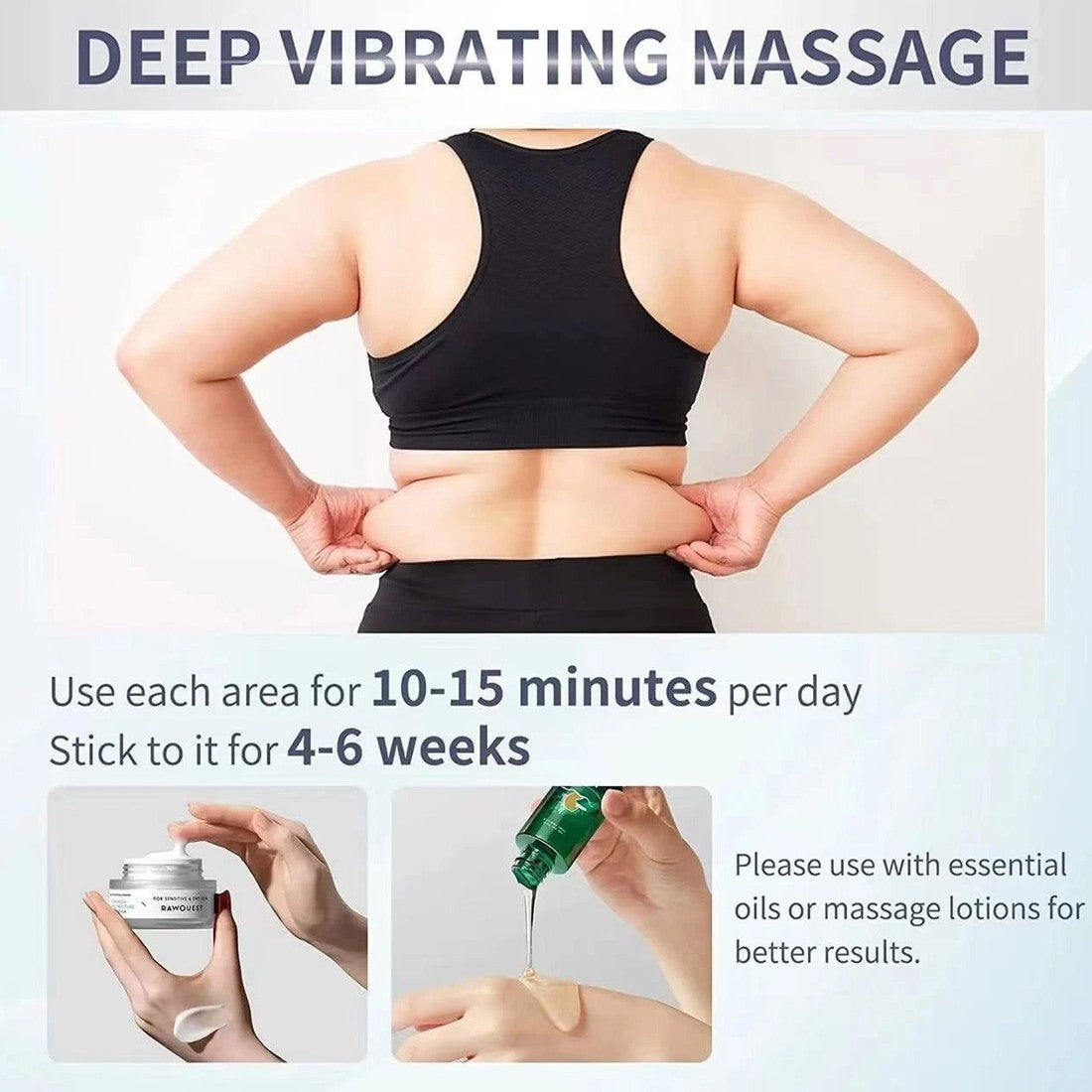 Deep vibrating massage instructions for Electric Cellulite Massager Body Sculpting Lifting Device usage for best results.