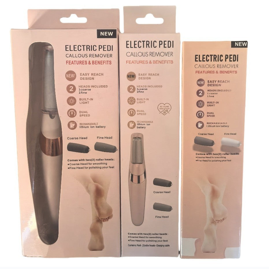 Electric Dead Skin Pedicure Callus Remover for Smooth Feet packaging showcasing features and benefits