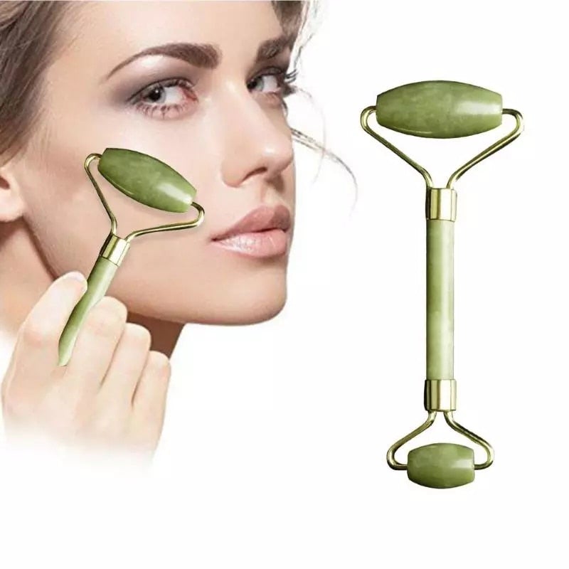 Double Head Jade Face Massage Roller for a refreshing skincare routine and facial massage.