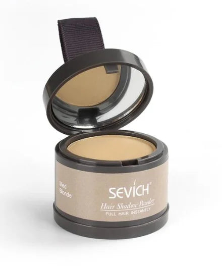 Sevich Hairline Repair Filling Powder in medium blonde shade, showcasing a sleek, portable design for hair touch-ups.