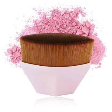 High Density Makeup Foundation Brush with soft bristles and pink powder background for smooth makeup application