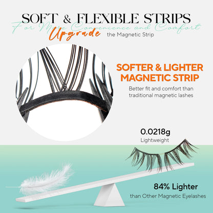Magnetic Eyelashes Reusable Natural Look False Lashes featuring soft and flexible strips for comfort and easy use.