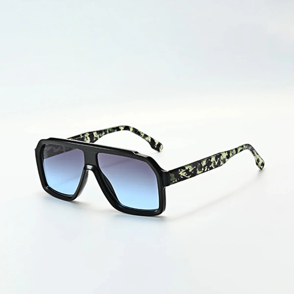 Raven Retro Sunglasses Vintage UV Protection Eyewear with stylish black and green patterned frames