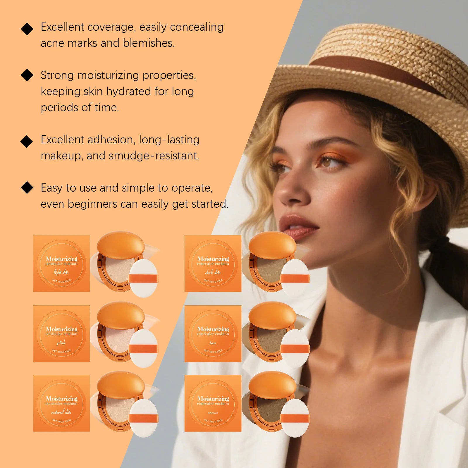 Lightweight Concealer Hydrating Liquid Foundation with excellent coverage and moisturizing properties for a natural makeup look.