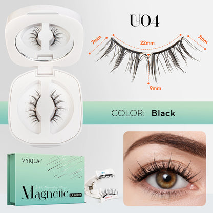 Magnetic Eyelashes Reusable Natural Look False Lashes in black color with a soft design and easy applicator.