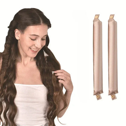 Heatless Hair Curler Curling Rod Headband with a woman styling her hair for beautiful curls.