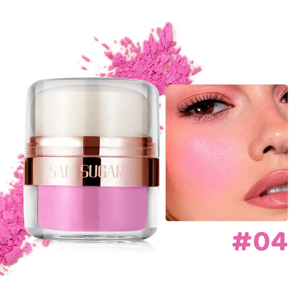 6 Color Air Cushion Blush Silky Smooth Matte Eye Shadow in pink shade #04 with a model showcasing its application.