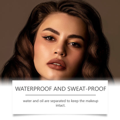 Model displaying waterproof and sweat-proof makeup with Zephoco Tinted Waterproof Eyebrow Cream for flawless brows.