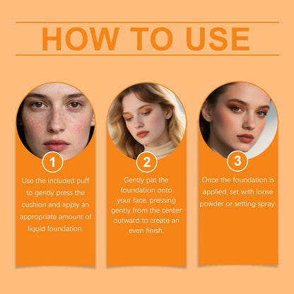 Instructions on how to use Lightweight Concealer Hydrating Liquid Foundation for a flawless makeup application.