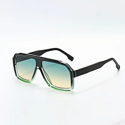 Raven Retro Sunglasses Vintage UV Protection Eyewear with green gradient lenses and bold square frame