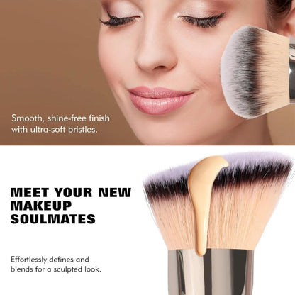 Dual Ended Foundation Brush for Liquid Powder showcasing ultra-soft bristles for flawless makeup application.