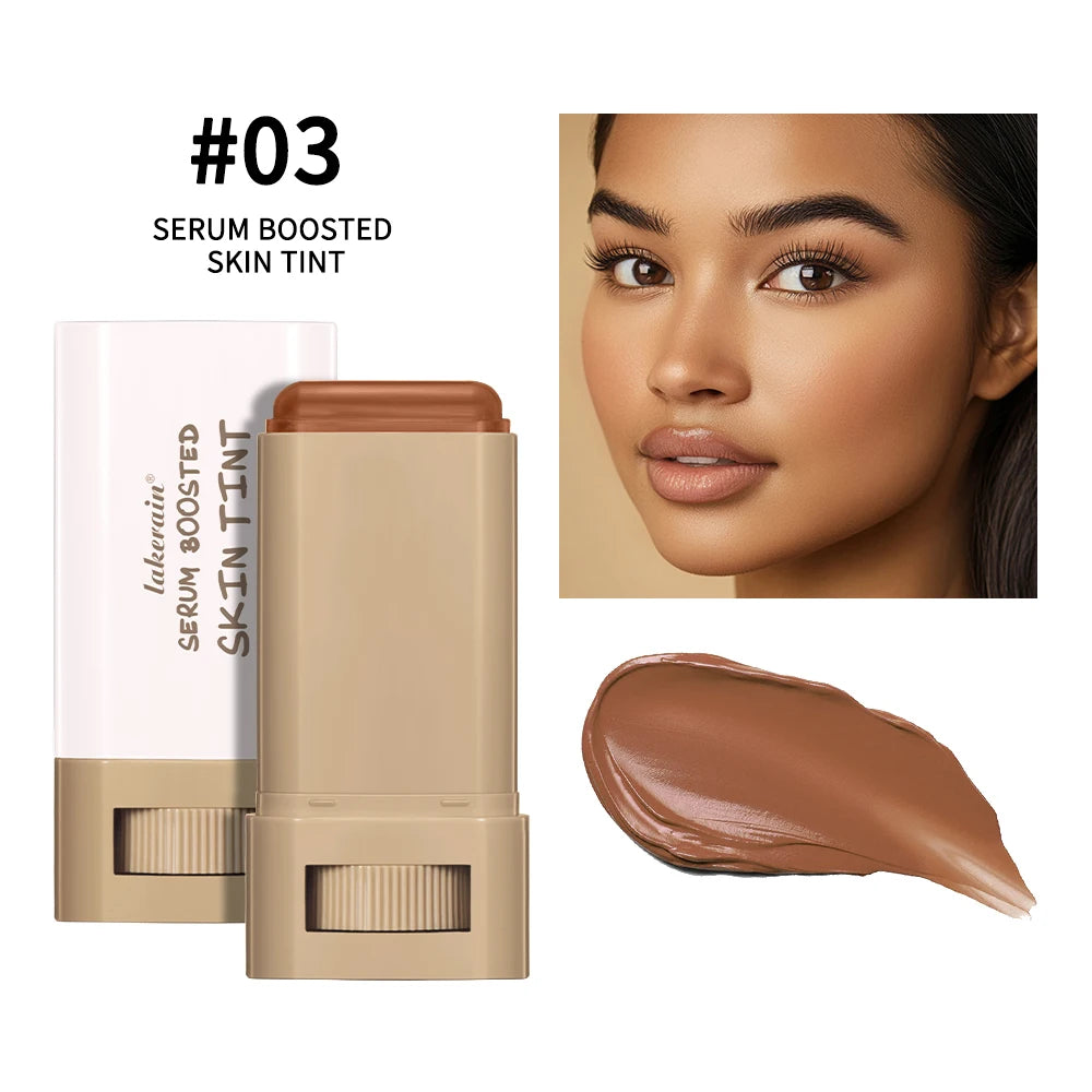 Even Skin Tone Best Stick Foundation Travel Makeup with stick and swatch on smooth skin for flawless complexion.