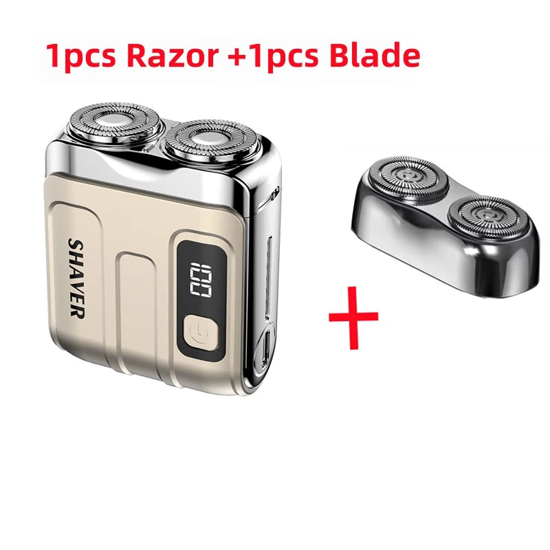 Rotary Mini Electric Smart Shaver with interchangeable blade and digital display for a smooth shaving experience.