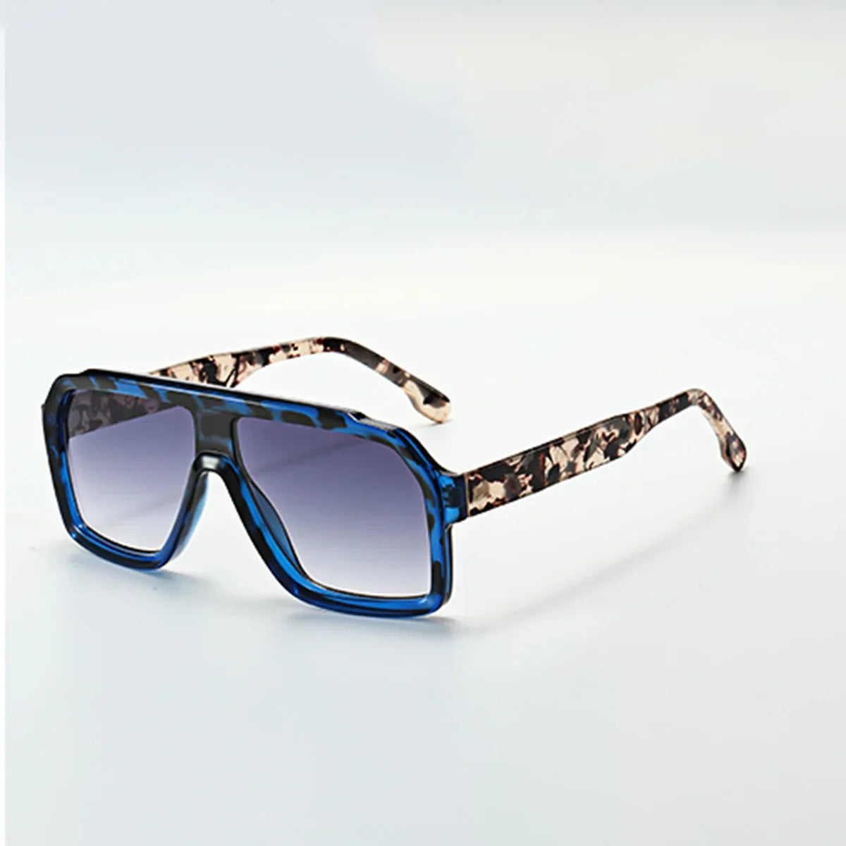 Raven Retro Sunglasses Vintage UV Protection Eyewear in blue and brown with oversized frames.