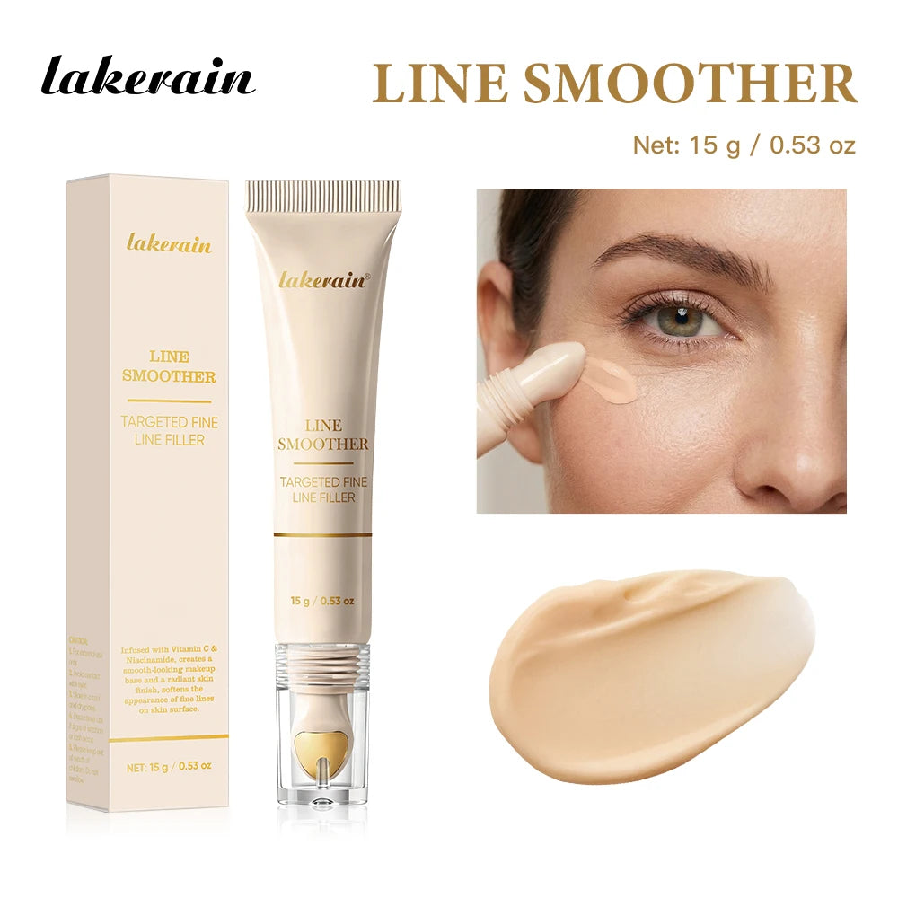 Lakerain Line Smoother Anti Wrinkle Cream packaging with model applying cream