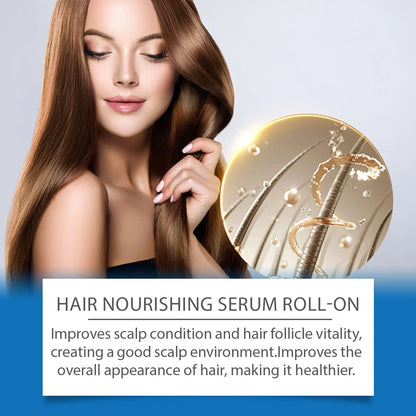 Aparthy Hair Growth Roll on Serum shown with a model, highlighting healthy, nourished hair and scalp care.