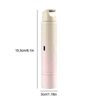 Rechargeable 2-in-1 Electric Hair Shaver shown in a slim design with dimensions 15.5cm and 3cm.