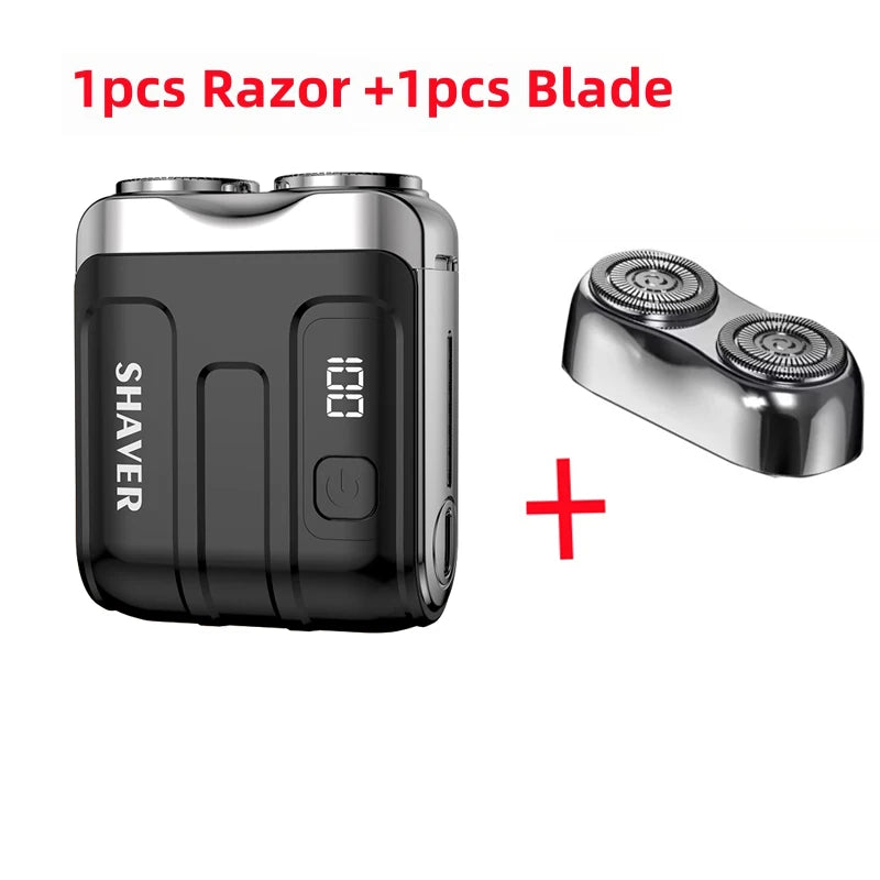 Rotary Mini Electric Smart Shaver with bonus blade for a smooth grooming experience.