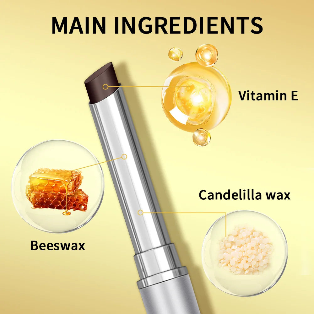 Main ingredients of Long Lasting Moisturizing Lipstick: Beeswax, Vitamin E, and Candelilla wax.
