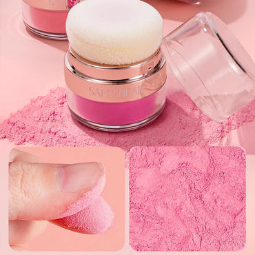 6 Color Air Cushion Blush Silky Smooth Matte Eye Shadow with air cushion applicator and pink pigment.