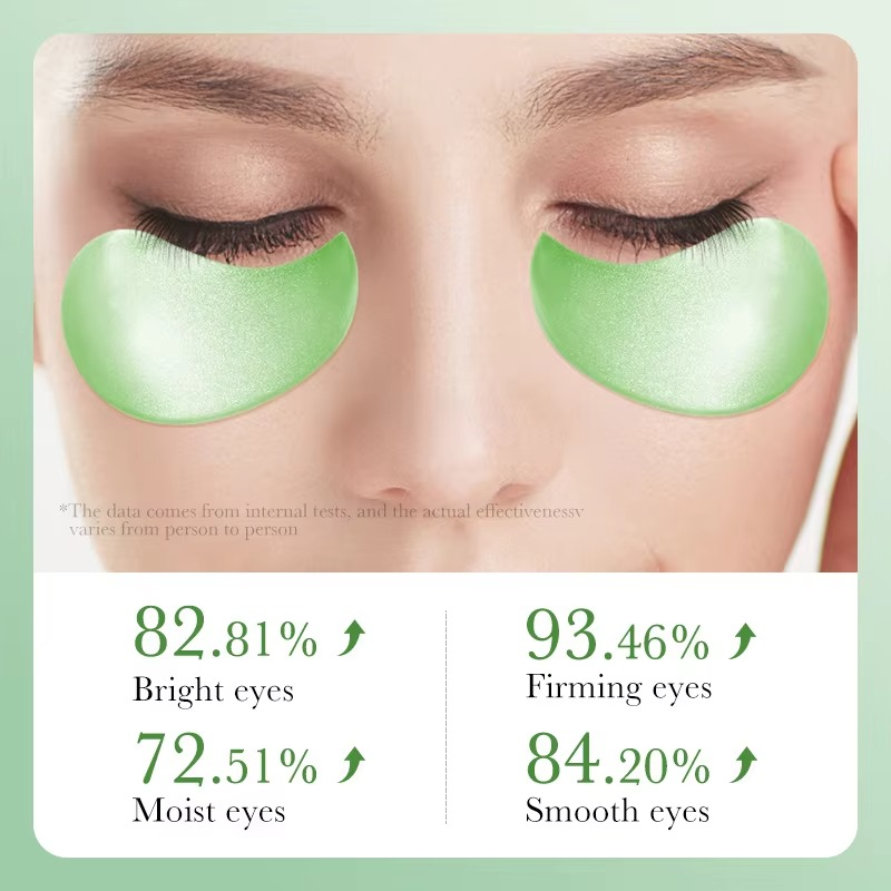 Aloe Vera Collagen Eye Mask for Dark Circles & Puffiness applied under eyes for bright, firm, and smooth results.