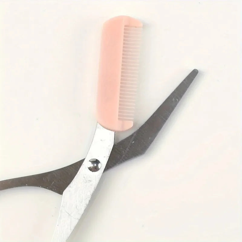 Eyebrow Trimming Scissors with Built-in Comb for precision grooming of eyebrows.
