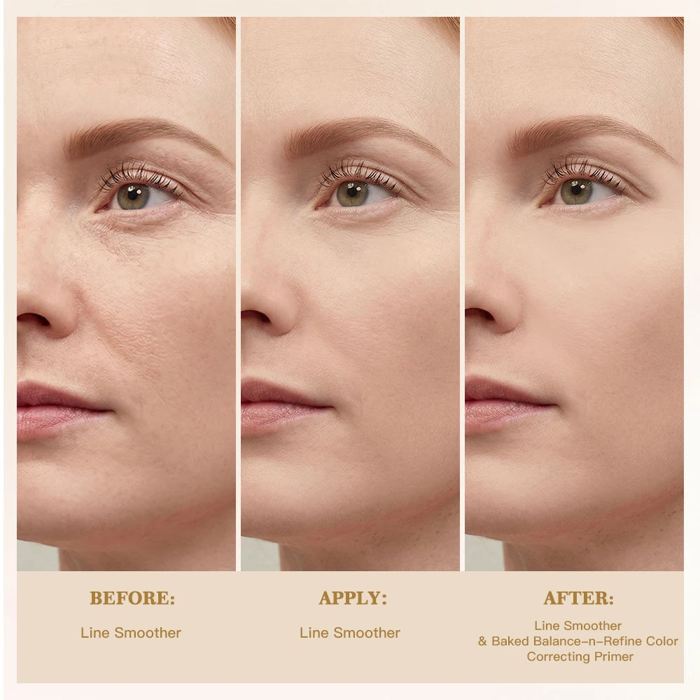 Before and after results of Lakerain Line Smoother Anti Wrinkle Cream application showing smoother skin.