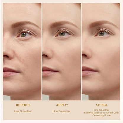 Before and after results of Lakerain Line Smoother Anti Wrinkle Cream application showing smoother skin.