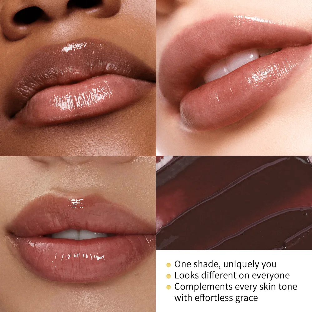 Collage of lips showcasing the Long Lasting Moisturizing Lipstick, enhancing natural beauty for every skin tone.