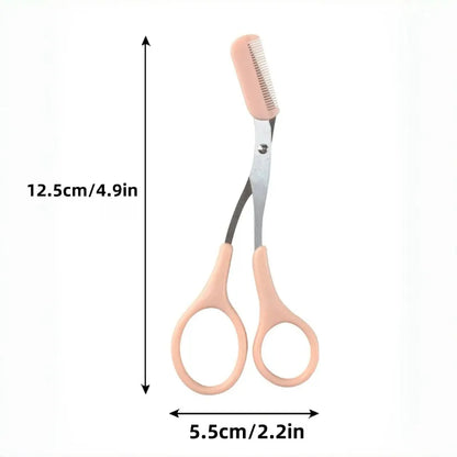 Eyebrow Trimming Scissors with Built-in Comb, 12.5cm size, perfect for precise eyebrow grooming and shaping.